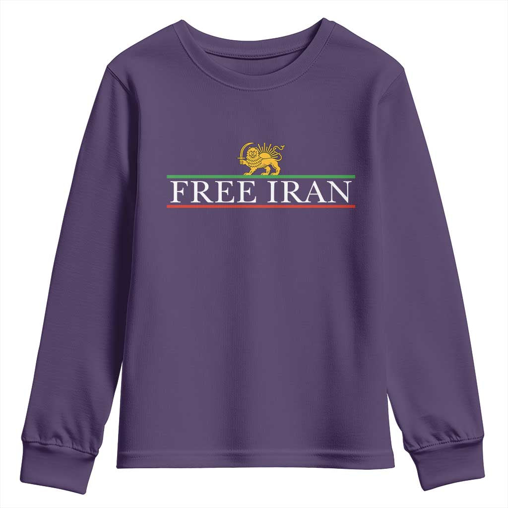 Free Iran Lion And Sun Graphic Youth Sweatshirt Iranian Freedom Supporters