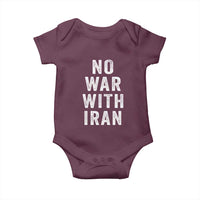No War With Iran Baby Onesie Anti War Peace Protest Iranian People