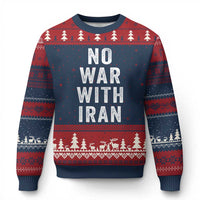 No War With Iran Ugly Christmas Sweater Anti War Peace Protest Iranian People