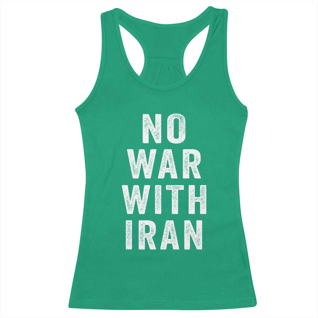 No War With Iran Racerback Tank Top Anti War Peace Protest Iranian People