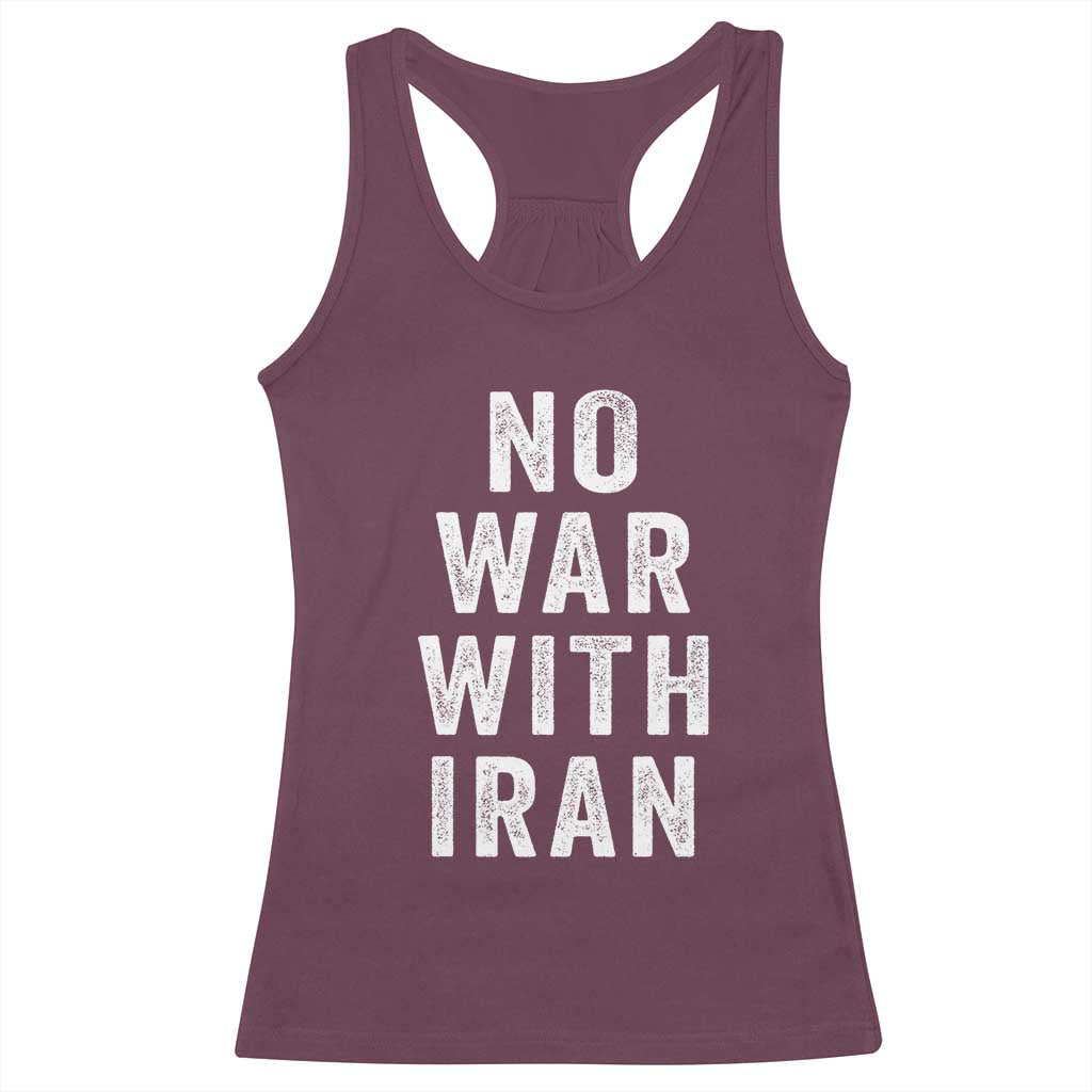 No War With Iran Racerback Tank Top Anti War Peace Protest Iranian People