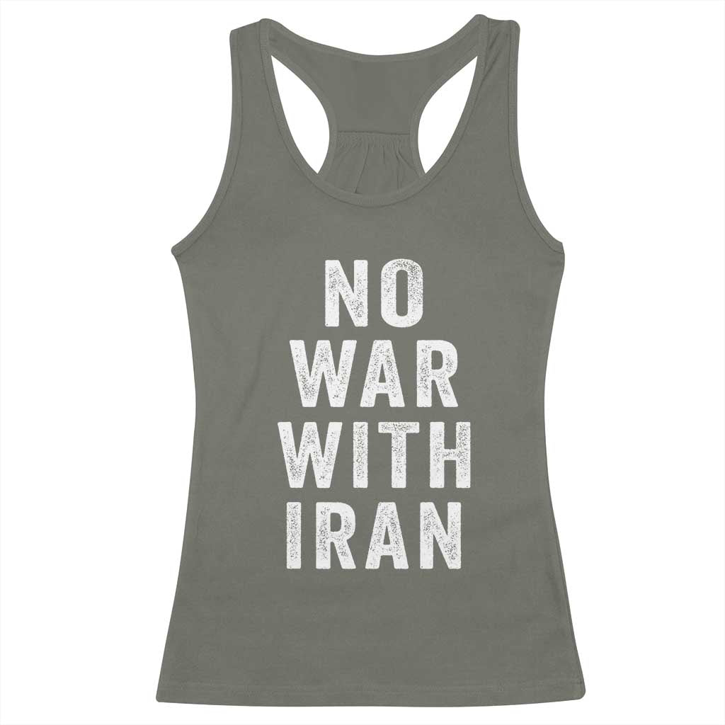 No War With Iran Racerback Tank Top Anti War Peace Protest Iranian People