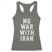 No War With Iran Racerback Tank Top Anti War Peace Protest Iranian People