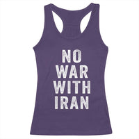No War With Iran Racerback Tank Top Anti War Peace Protest Iranian People