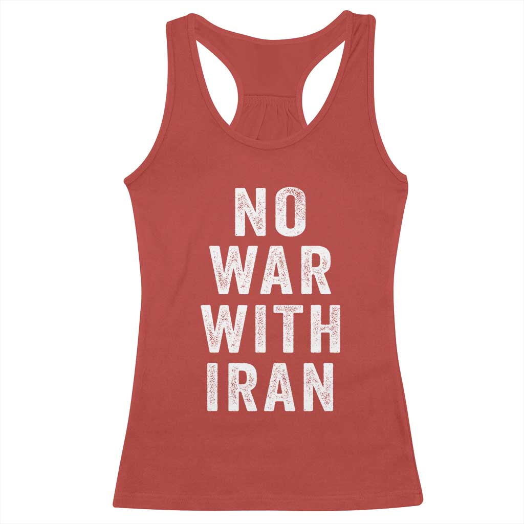 No War With Iran Racerback Tank Top Anti War Peace Protest Iranian People