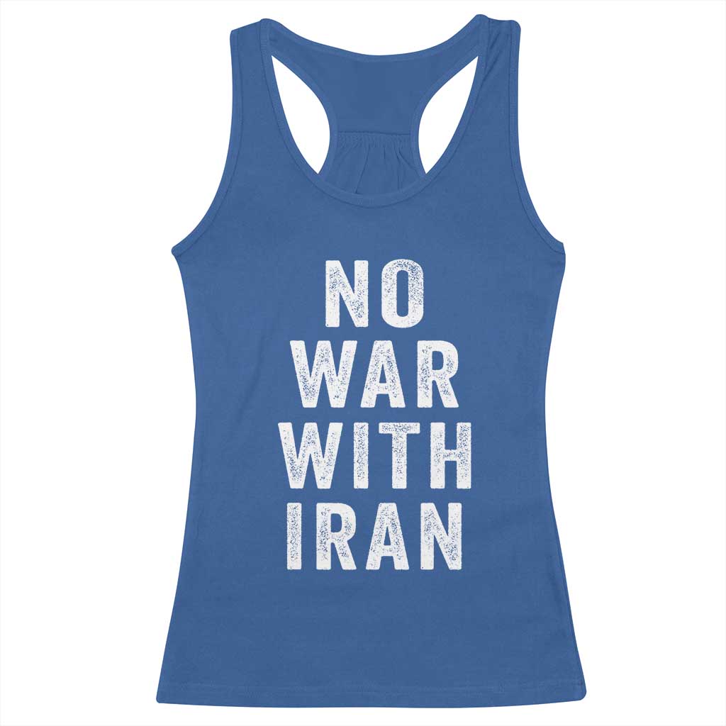 No War With Iran Racerback Tank Top Anti War Peace Protest Iranian People