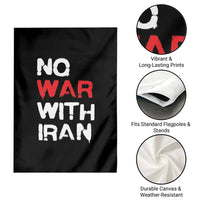 No War With Iran Garden Flag Anti War Peace Activist Protest Iranian People