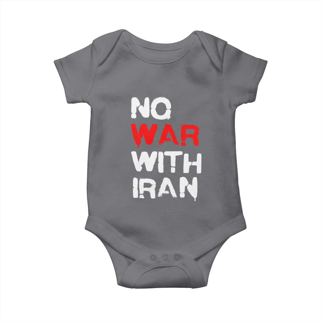 No War With Iran Baby Onesie Anti War Peace Activist Protest Iranian People