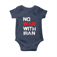 No War With Iran Baby Onesie Anti War Peace Activist Protest Iranian People
