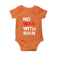 No War With Iran Baby Onesie Anti War Peace Activist Protest Iranian People