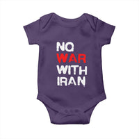 No War With Iran Baby Onesie Anti War Peace Activist Protest Iranian People