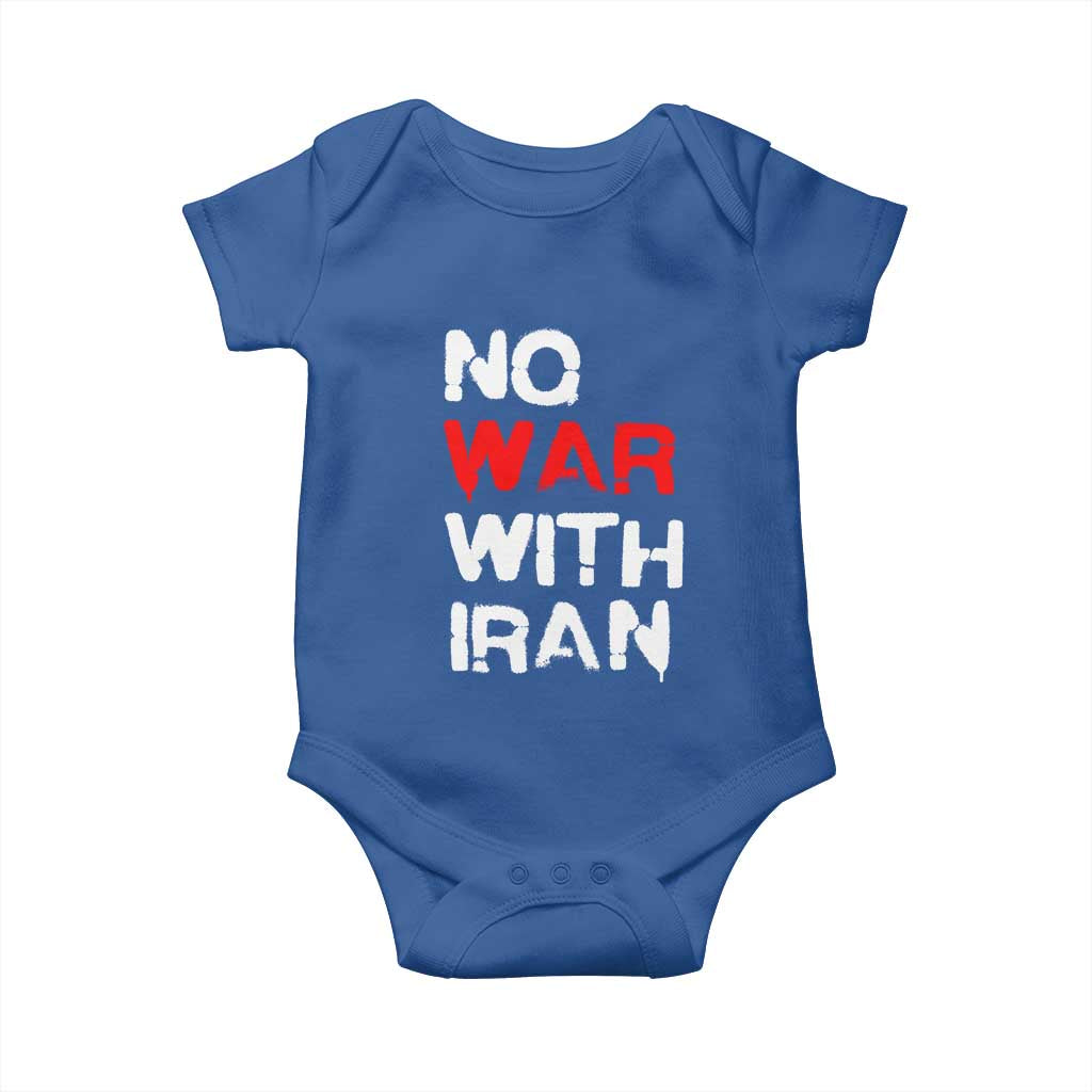 No War With Iran Baby Onesie Anti War Peace Activist Protest Iranian People