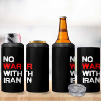 No War With Iran 4 in 1 Can Cooler Tumbler Anti War Peace Activist Protest Iranian People
