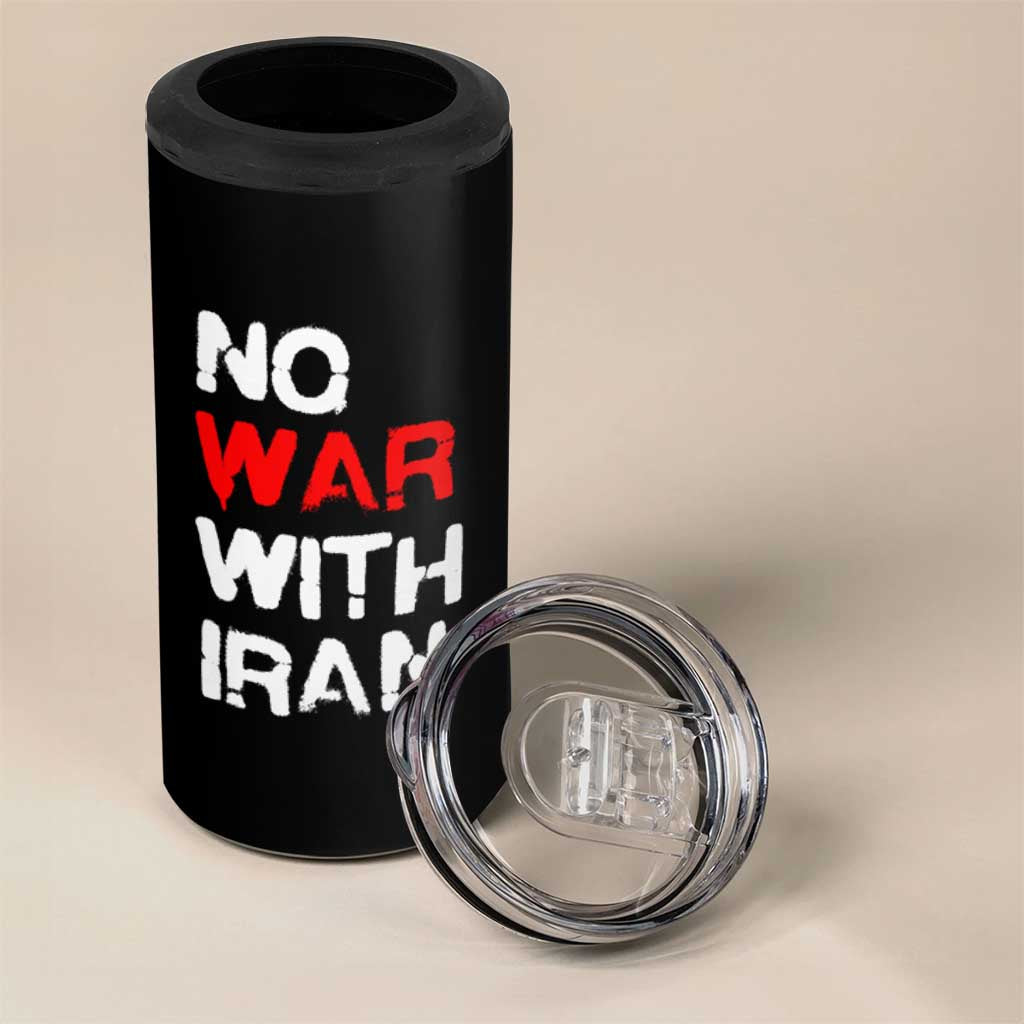 No War With Iran 4 in 1 Can Cooler Tumbler Anti War Peace Activist Protest Iranian People