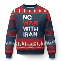 No War With Iran Ugly Christmas Sweater Anti War Peace Activist Protest Iranian People