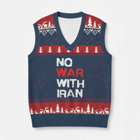 No War With Iran V-Neck Knit Sweater Vest Anti War Peace Activist Protest Iranian People