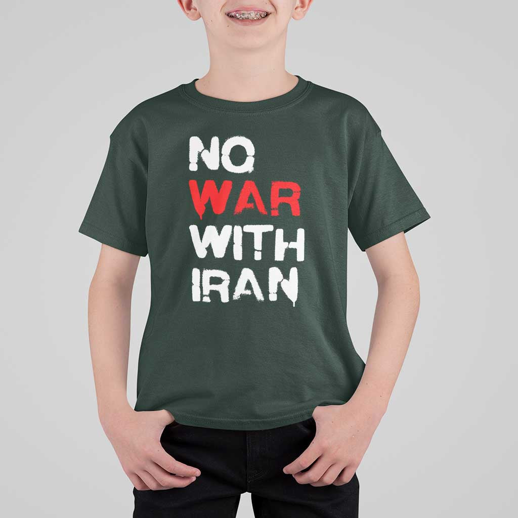 No War With Iran T Shirt For Kid Anti War Peace Activist Protest Iranian People