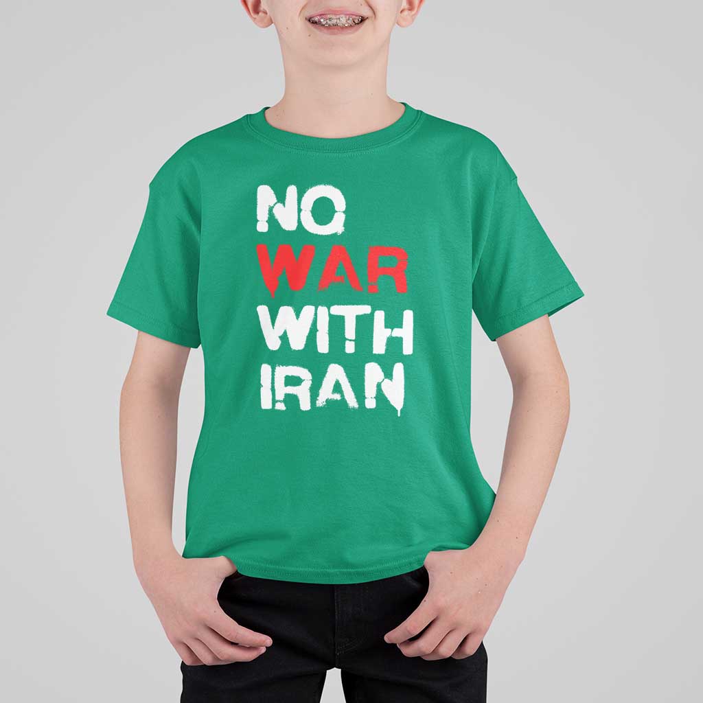No War With Iran T Shirt For Kid Anti War Peace Activist Protest Iranian People