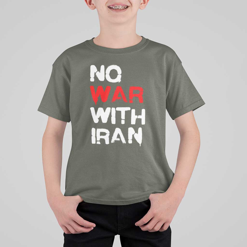 No War With Iran T Shirt For Kid Anti War Peace Activist Protest Iranian People