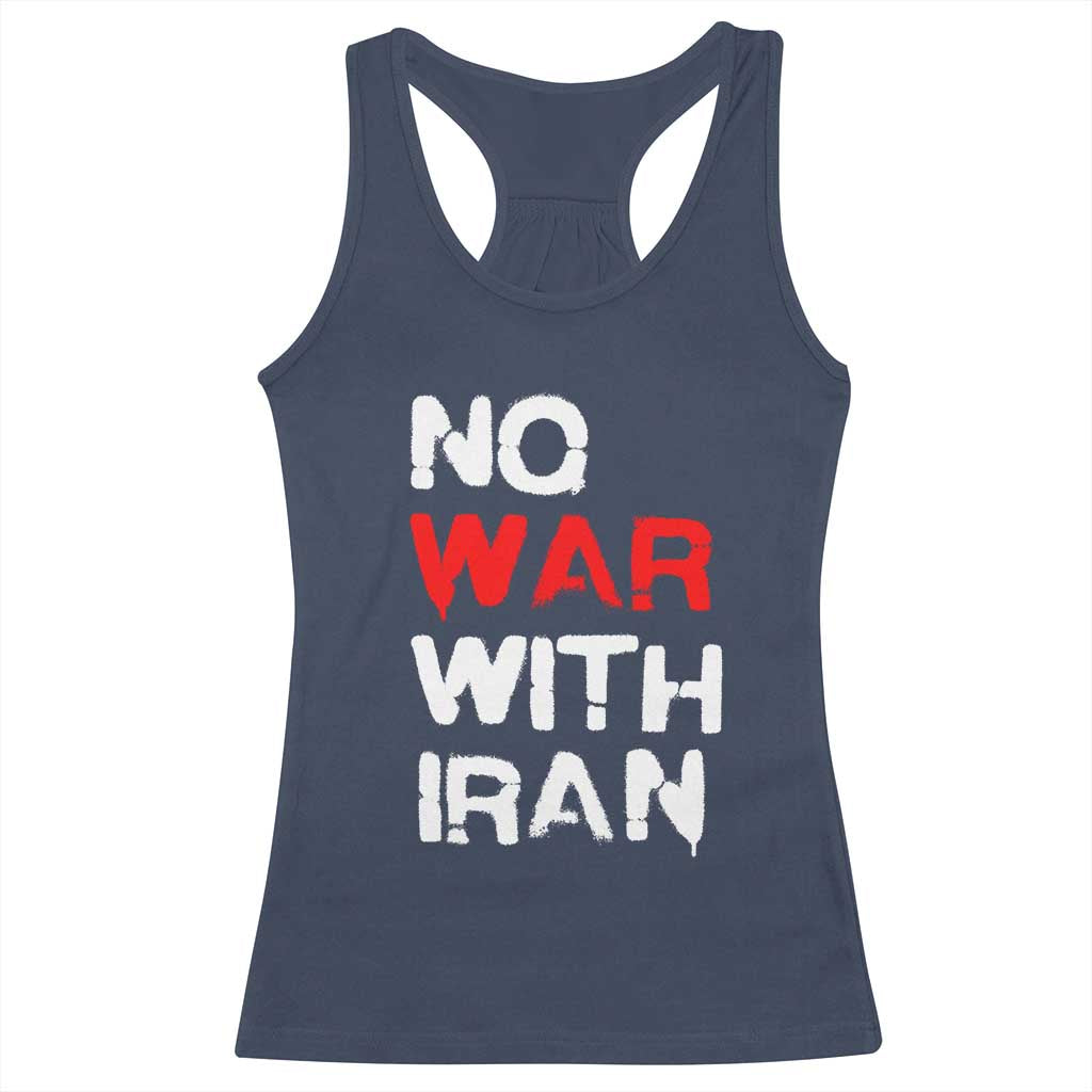 No War With Iran Racerback Tank Top Anti War Peace Activist Protest Iranian People