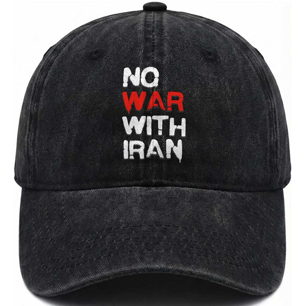 No War With Iran Washed Cotton Baseball Cap Anti War Peace Activist Protest Iranian People