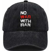 No War With Iran Washed Cotton Baseball Cap Anti War Peace Activist Protest Iranian People