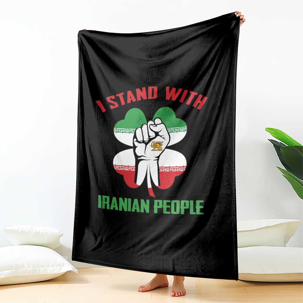 I Stand With Iranian People Freedom Supporters Throw Blanket Raised Fist Persian Flag Iran Revolution