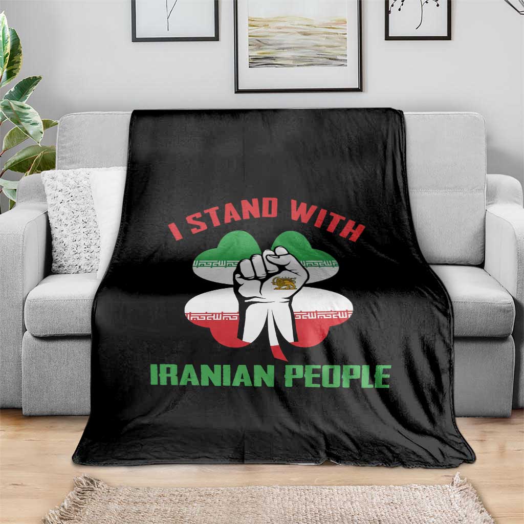 I Stand With Iranian People Freedom Supporters Throw Blanket Raised Fist Persian Flag Iran Revolution