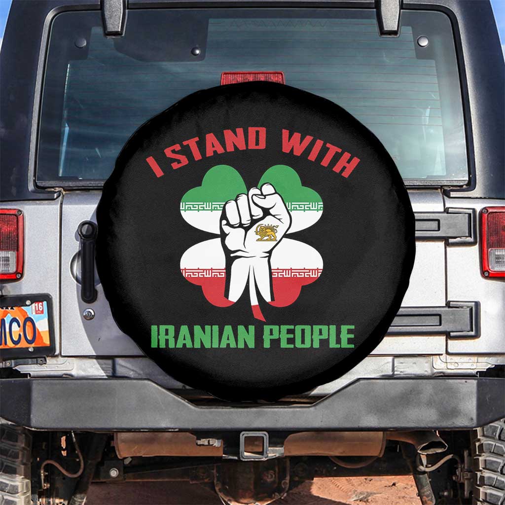 I Stand With Iranian People Freedom Supporters Spare Tire Cover Raised Fist Persian Flag Iran Revolution