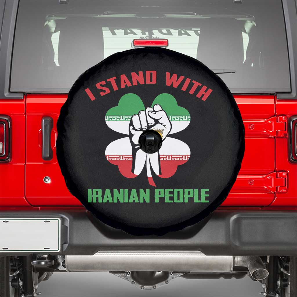 I Stand With Iranian People Freedom Supporters Spare Tire Cover Raised Fist Persian Flag Iran Revolution