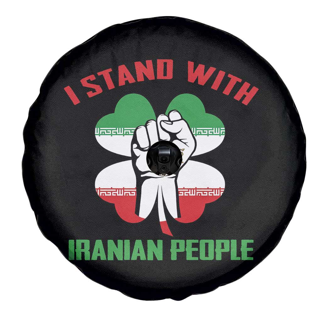 I Stand With Iranian People Freedom Supporters Spare Tire Cover Raised Fist Persian Flag Iran Revolution