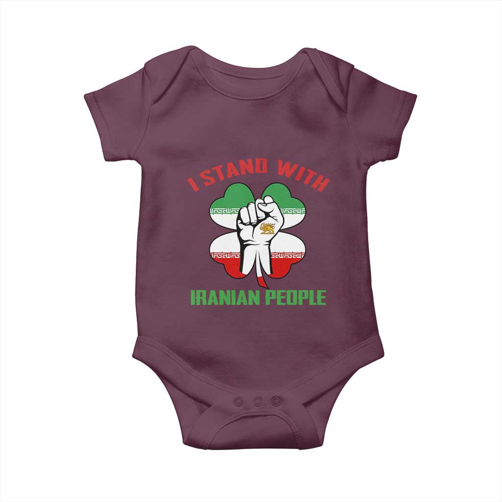 I Stand With Iranian People Freedom Supporters Baby Onesie Raised Fist Persian Flag Iran Revolution
