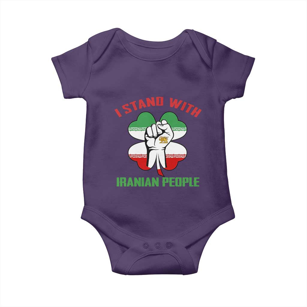 I Stand With Iranian People Freedom Supporters Baby Onesie Raised Fist Persian Flag Iran Revolution