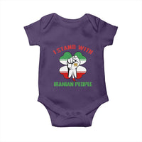 I Stand With Iranian People Freedom Supporters Baby Onesie Raised Fist Persian Flag Iran Revolution
