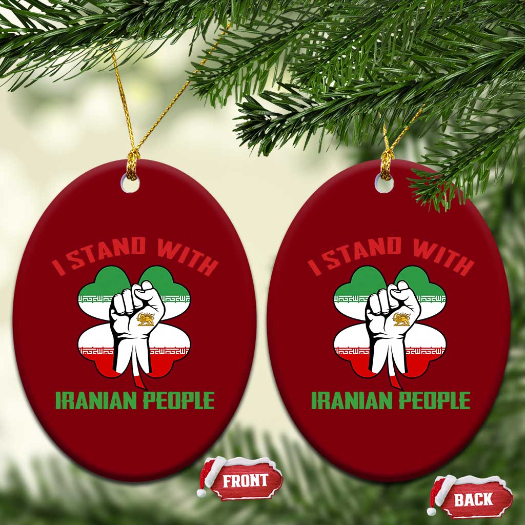 I Stand With Iranian People Freedom Supporters Ceramic Ornament Raised Fist Persian Flag Iran Revolution