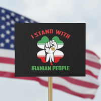 I Stand With Iranian People Freedom Supporters Protest Sign Raised Fist Persian Flag Iran Revolution