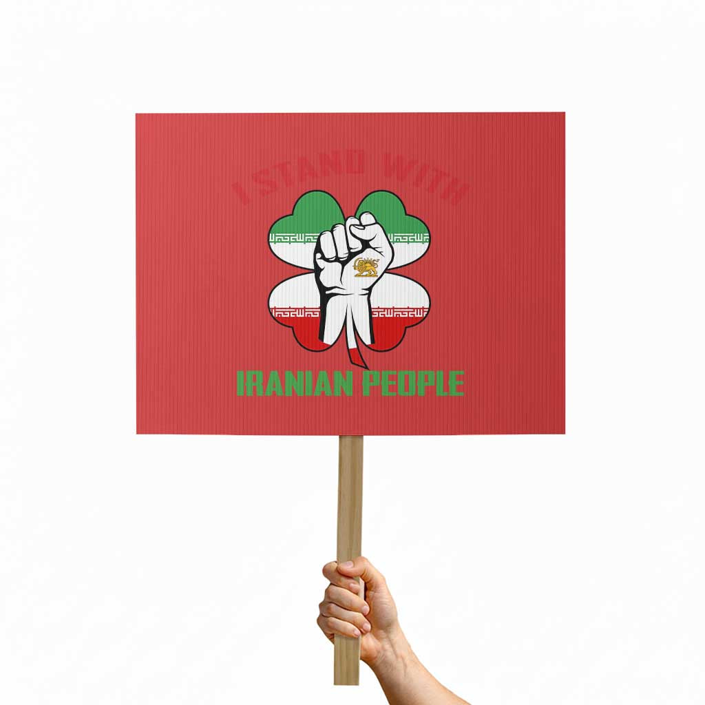 I Stand With Iranian People Freedom Supporters Protest Sign Raised Fist Persian Flag Iran Revolution