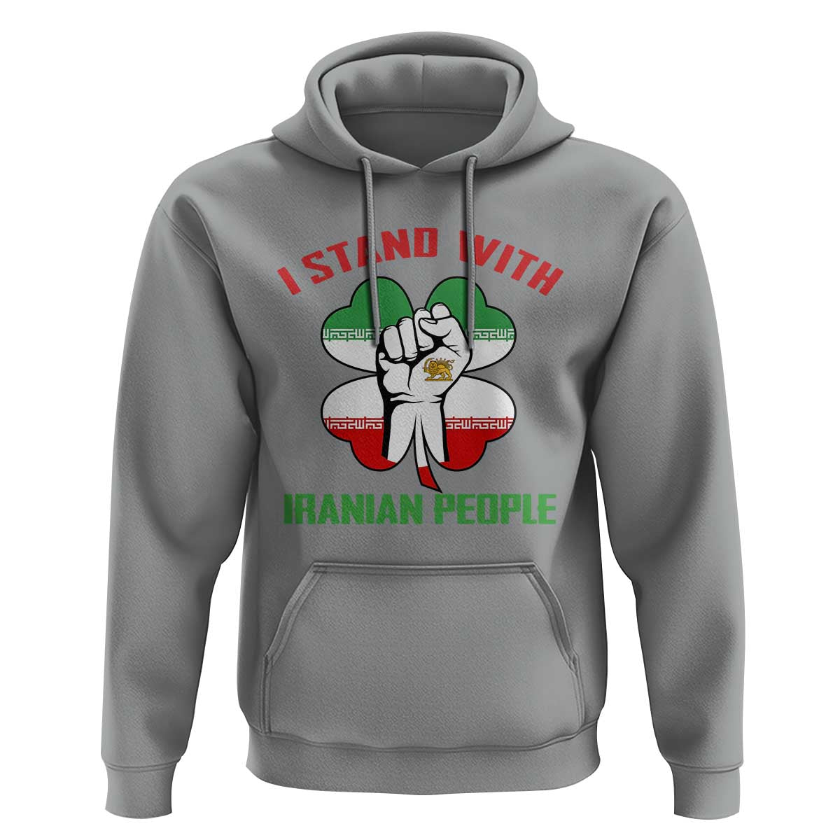 I Stand With Iranian People Freedom Supporters Hoodie Raised Fist Persian Flag Iran Revolution