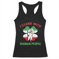 I Stand With Iranian People Freedom Supporters Racerback Tank Top Raised Fist Persian Flag Iran Revolution