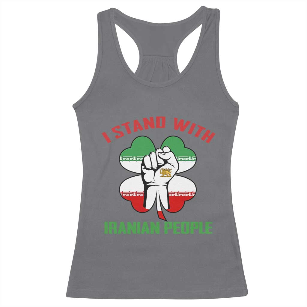 I Stand With Iranian People Freedom Supporters Racerback Tank Top Raised Fist Persian Flag Iran Revolution