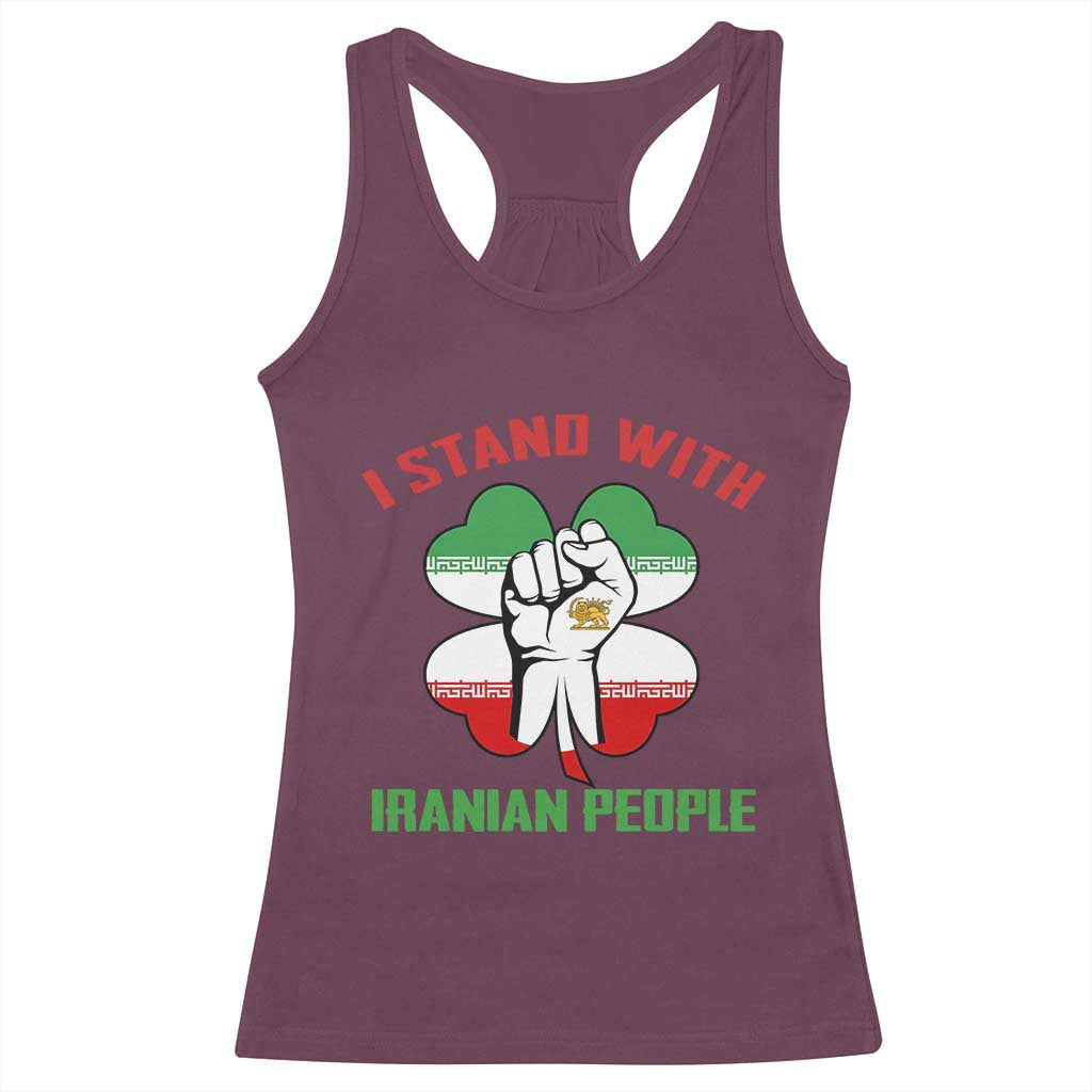I Stand With Iranian People Freedom Supporters Racerback Tank Top Raised Fist Persian Flag Iran Revolution