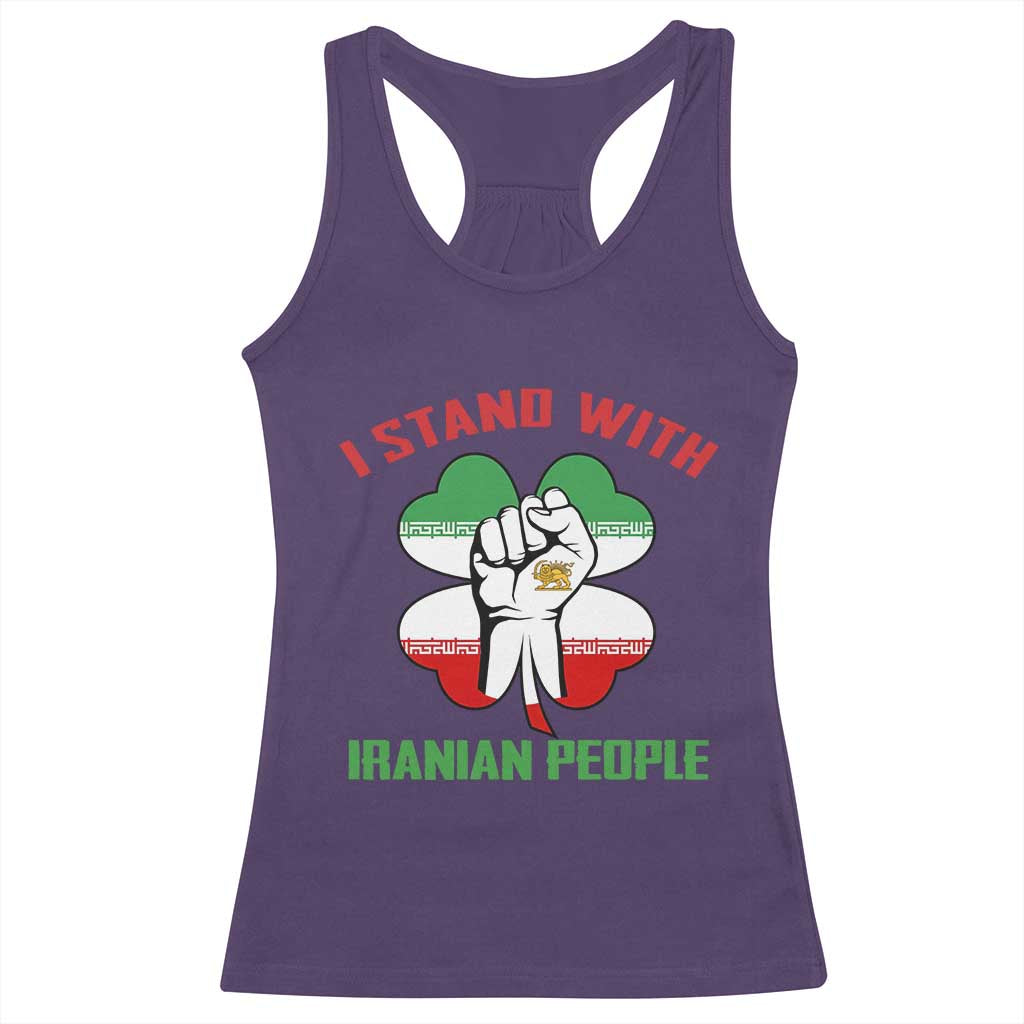 I Stand With Iranian People Freedom Supporters Racerback Tank Top Raised Fist Persian Flag Iran Revolution