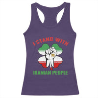 I Stand With Iranian People Freedom Supporters Racerback Tank Top Raised Fist Persian Flag Iran Revolution