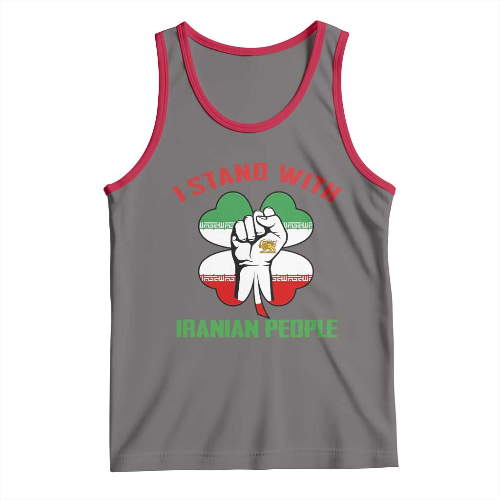 I Stand With Iranian People Freedom Supporters Tank Top Raised Fist Persian Flag Iran Revolution