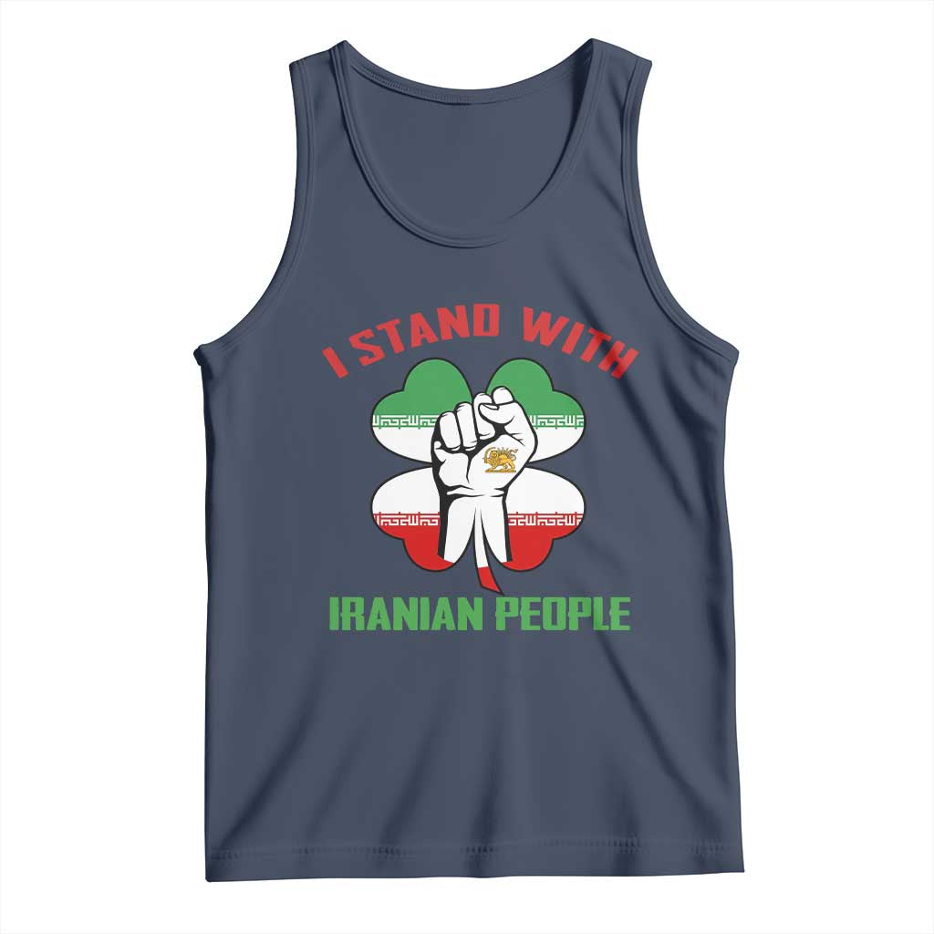 I Stand With Iranian People Freedom Supporters Tank Top Raised Fist Persian Flag Iran Revolution
