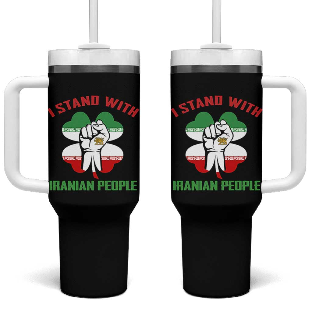 I Stand With Iranian People Freedom Supporters Tumbler With Handle Raised Fist Persian Flag Iran Revolution