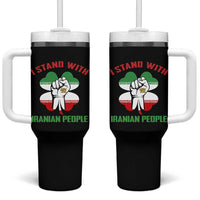 I Stand With Iranian People Freedom Supporters Tumbler With Handle Raised Fist Persian Flag Iran Revolution