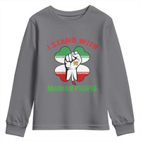 I Stand With Iranian People Freedom Supporters Youth Sweatshirt Raised Fist Persian Flag Iran Revolution