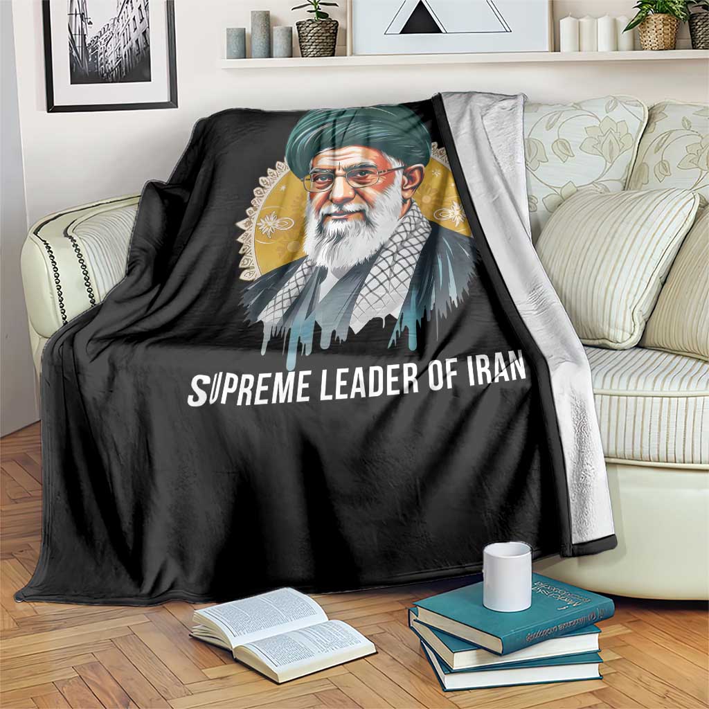 Supreme Leader Of Iran Graphic Portrait Throw Blanket Iranian Political Figure