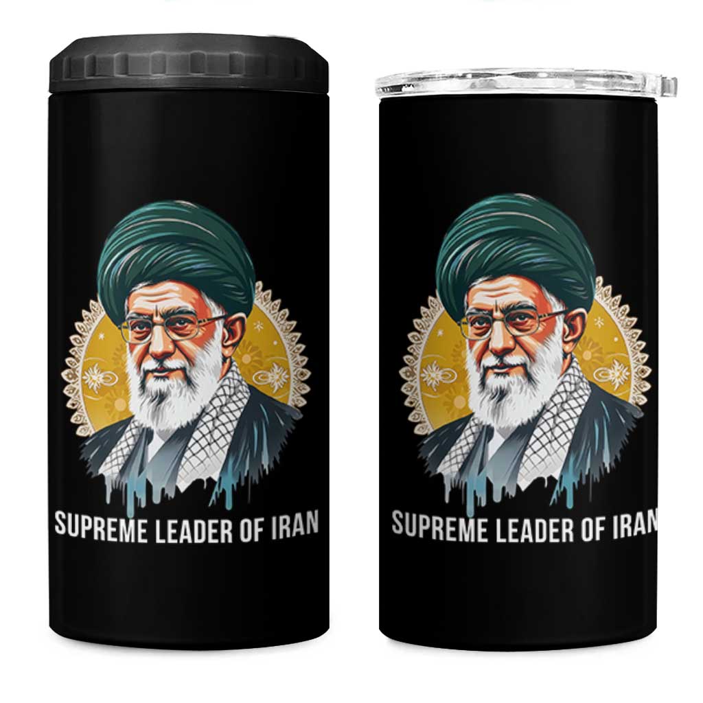 Supreme Leader Of Iran Graphic Portrait 4 in 1 Can Cooler Tumbler Iranian Political Figure